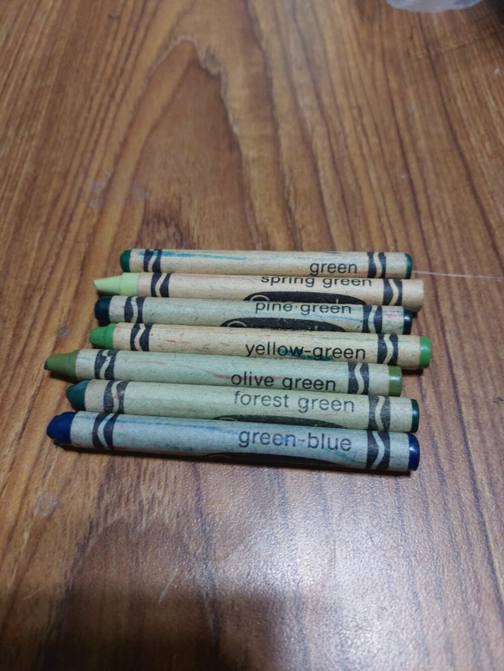 Crayola Crayons Binney & Smith Green Shades Lot Of 7
